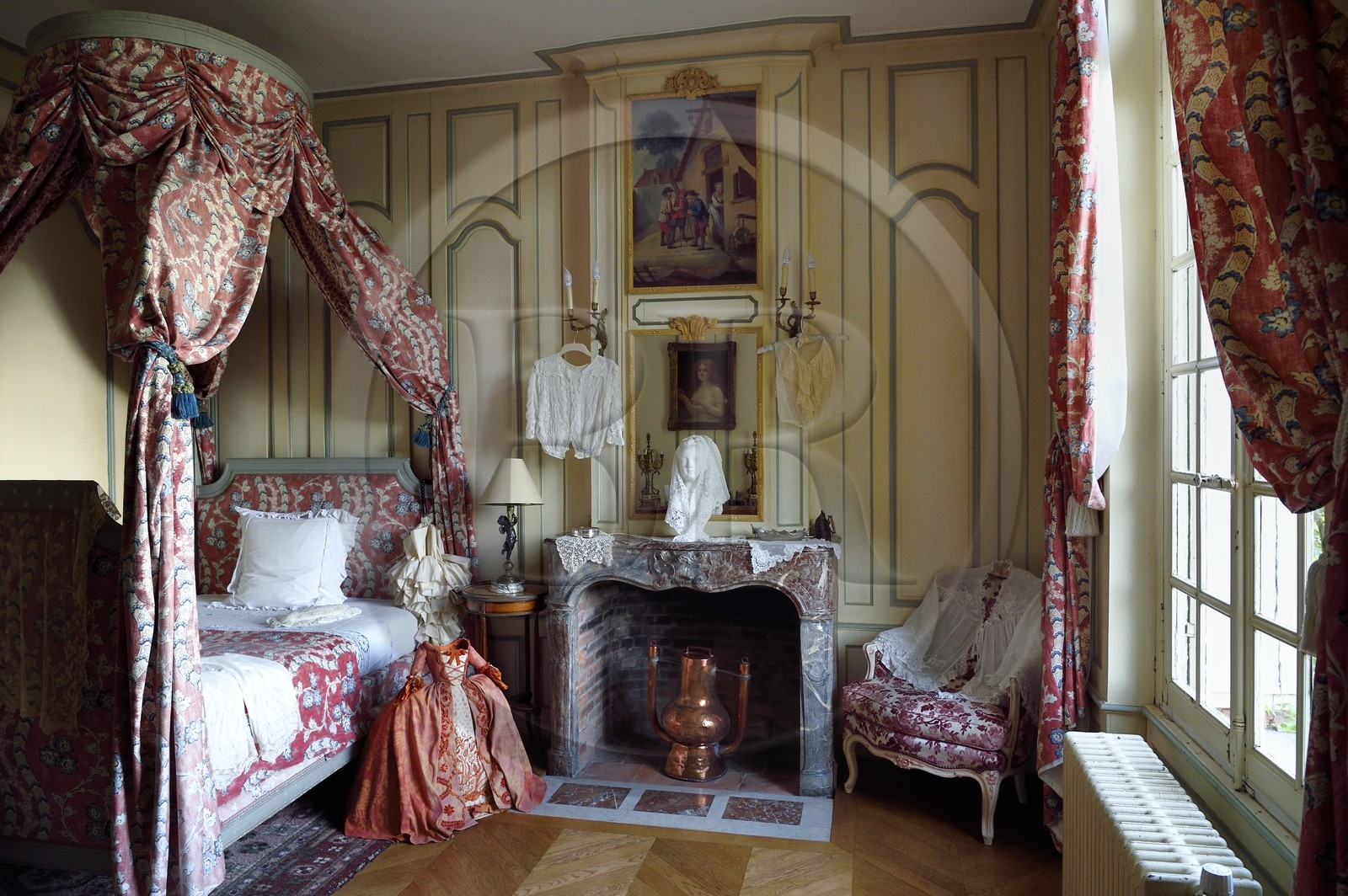 France, Seine-Maritime (76), Pays de Caux, Ermenouville, chateau de Mesnil-Geoffroy, chambre du prince de Montmorency