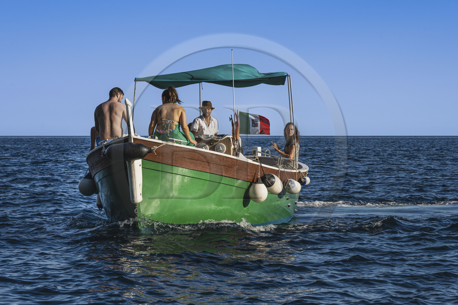 Italy, Liguria, Cinque Terre National Park listed as World Heritage by UNESCO, village of Vernazza, sea trip