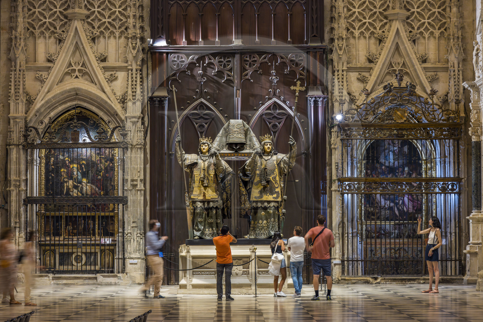 Espagne, Andalousie, Séville, la cathédrale, classé Patrimoine Mondial de l'UNESCO, mausolé de Christophe Colomb (mausoleo de Colon)