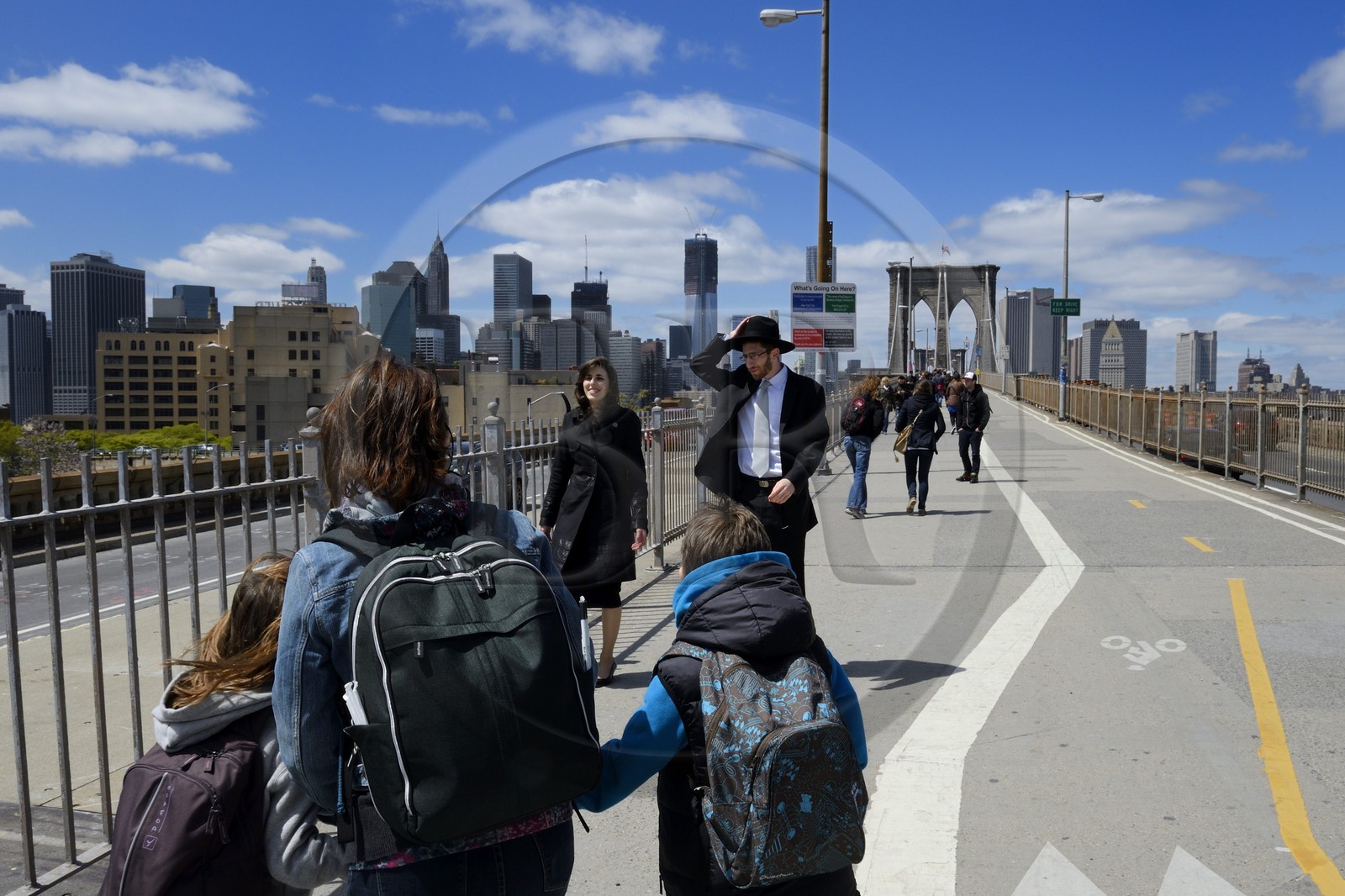 Etats-Unis, New York, Manhattan, le pont de Brooklyn