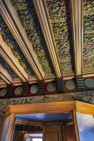 Espagne, Catalogne, Barcelone, Casa Vicens (1883 - 1885) de l'architecte du modernisme catalan Antoni Gaudi, site classé au Patrimoine Mondial de l'UNESCO, salle à manger