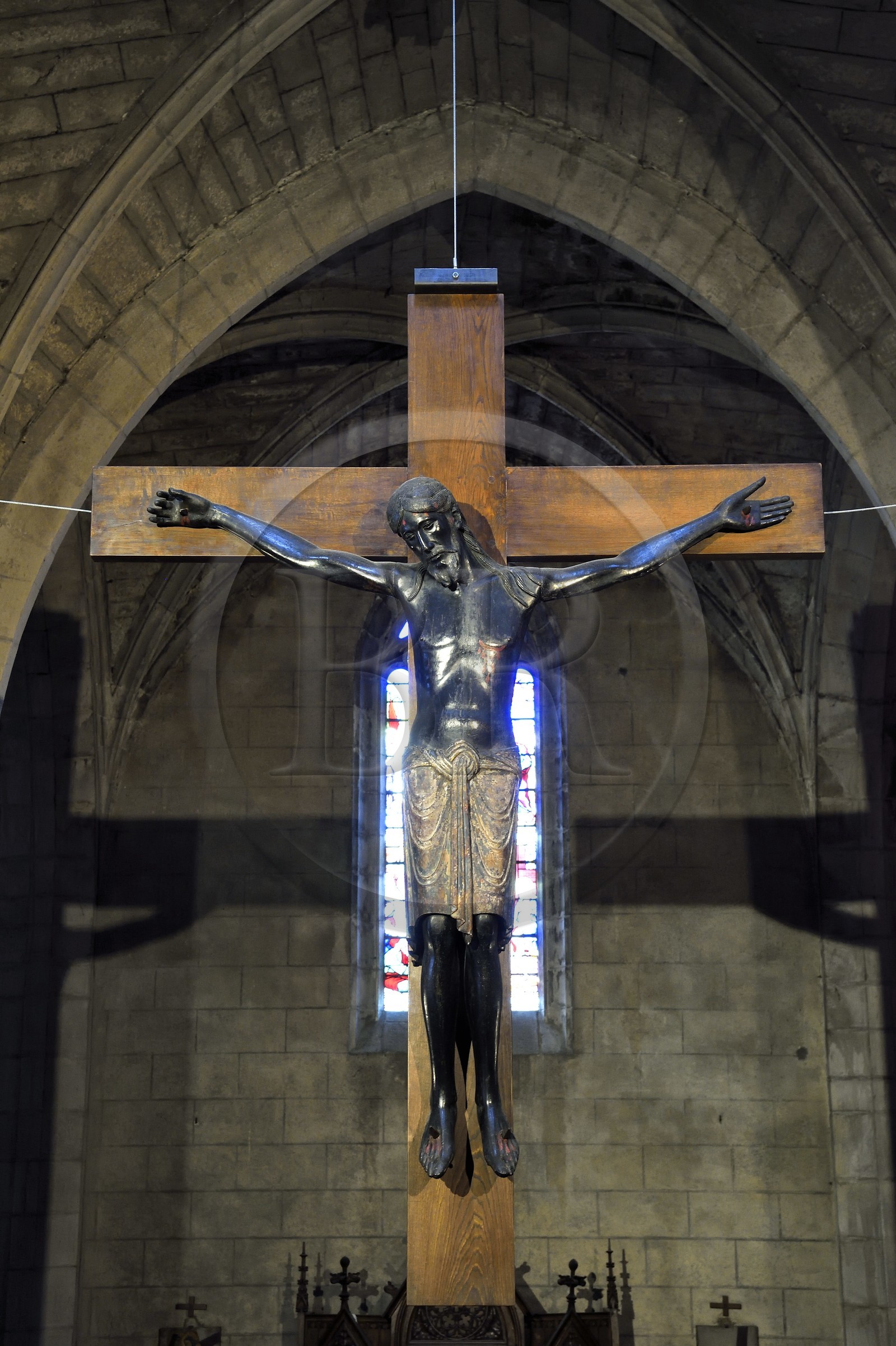 France, Cantal, Saint Flour, Saint Pierre (St Peter) cathedral, the black Christ in painted walnut wood dated between the 11th and 13th century