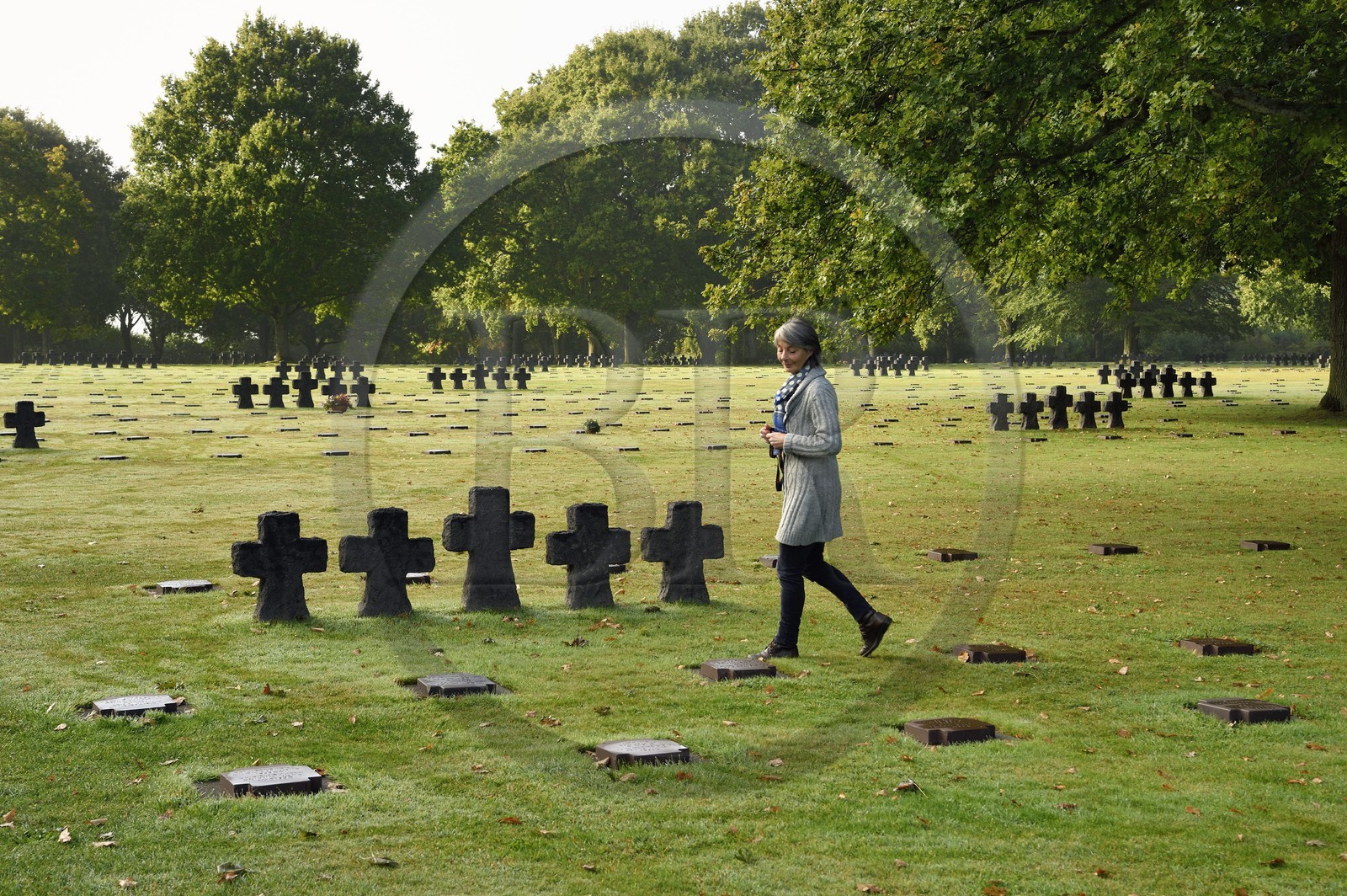 France, Calvados, La Cambe, German military cemetery of the second world war, Marie Annick Wieder Curator of the cemetery