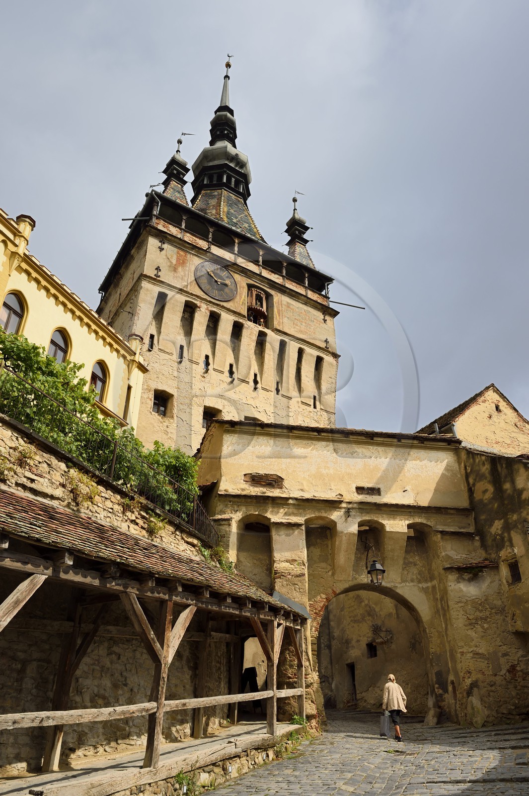 Roumanie, Transylvanie, Sighisoara, fait partie des sept villes fortifiées saxonnes de Transylvanie, classé Patrimoine Mondial de l'UNESCO, Turnul cu ceas (la tour de l'horloge)