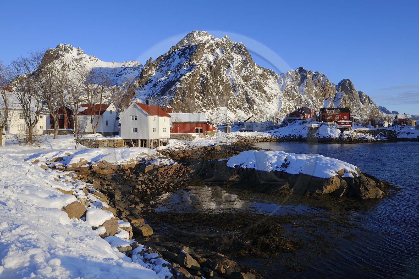 Norway, Nordland County, Lofoten Islands, Austvagoy Island, Svolvaer harbour..