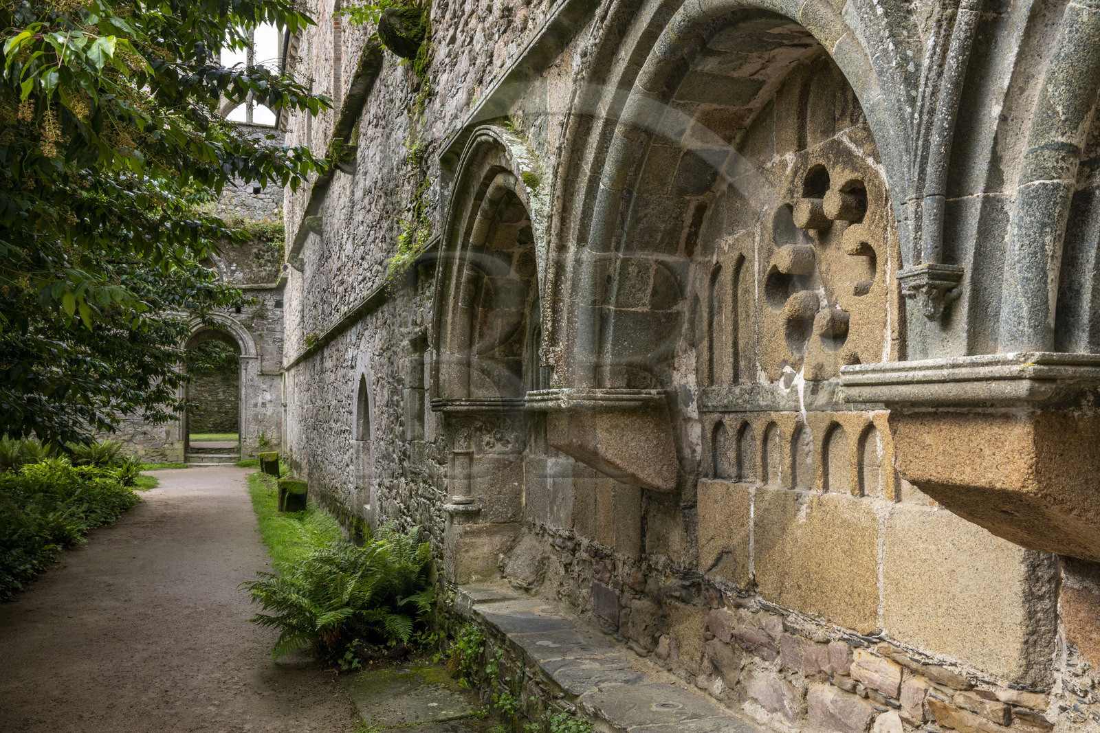 France, Côtes d'Armor (22), Paimpol, abbaye de Beauport du XIIIème siècle, le lavatorium dans le cloitre