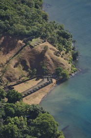 Panama, province de Colon, Portobelo, classé Patrimoine Mondial de l'UNESCO, Castillo de San Fernando datant de l'époque espagnole (vue aérienne)