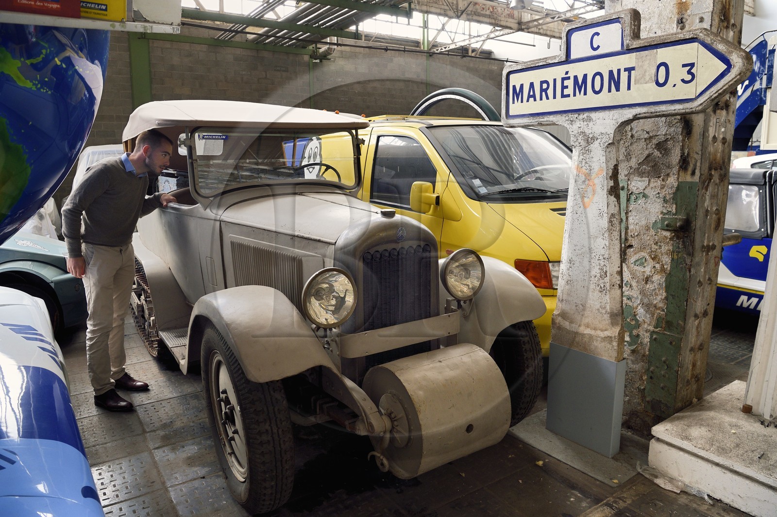 France, Puy de Dome, Clermont Ferrand, historical heritage reserves in the Michelin factory in Cataroux, Citroen half-track (1932)