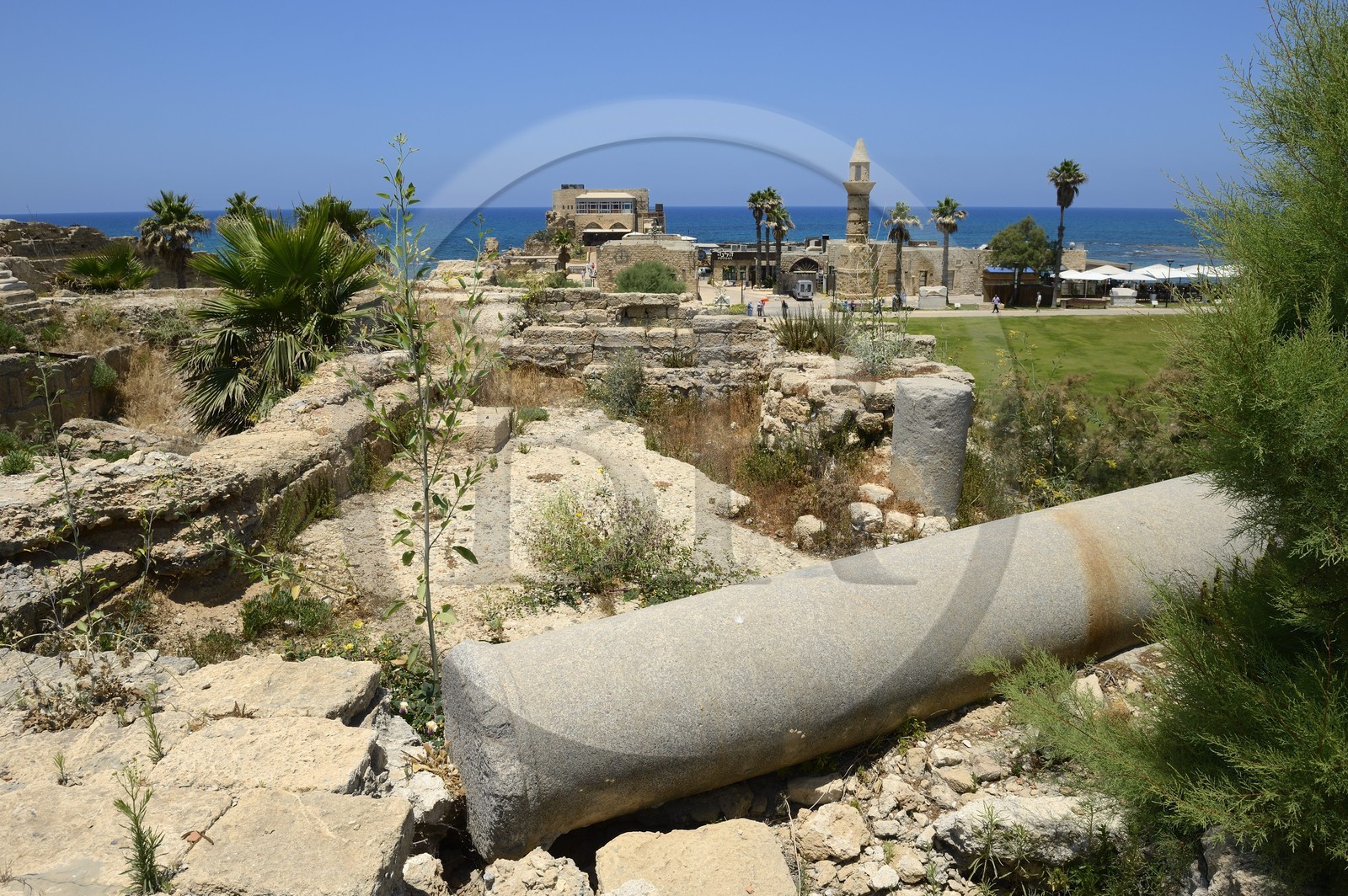 Israel, Haifa District, Caesarea (Caesarea Maritima), port of the citadel of the Crusaders build over the ruins of Caesarea