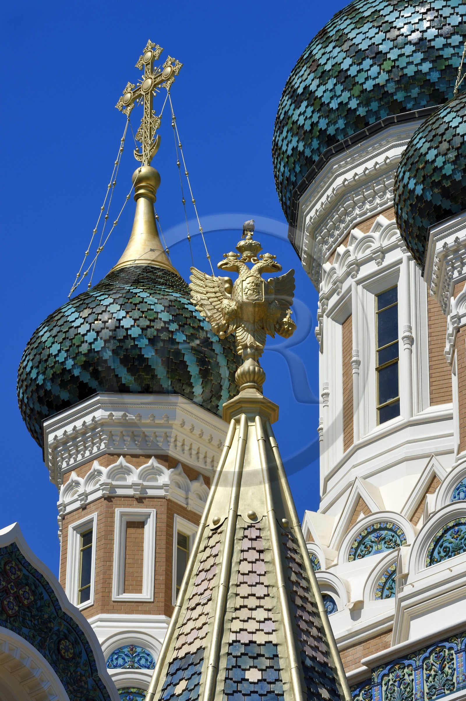 France, Alpes-Maritimes, Nice, Russian Orthodox Cathedral of St Nicolas and St Alexandra built in 1859 on Boulevard Tzarevitch