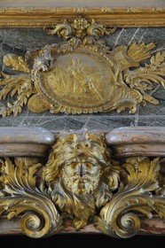 France, Yvelines, Chateau de Versailles, listed as World Heritage by UNESCO, Hercules Drawing room, detail of the chimney