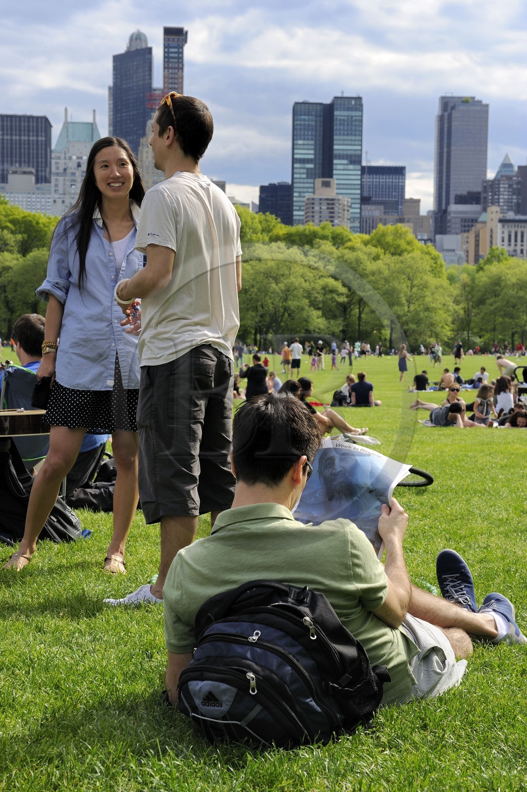 Etats-Unis, New York, Manhattan, Central Park sur le Sheep Meadow, annonce de la mort de Ben Laden dans le New York Times