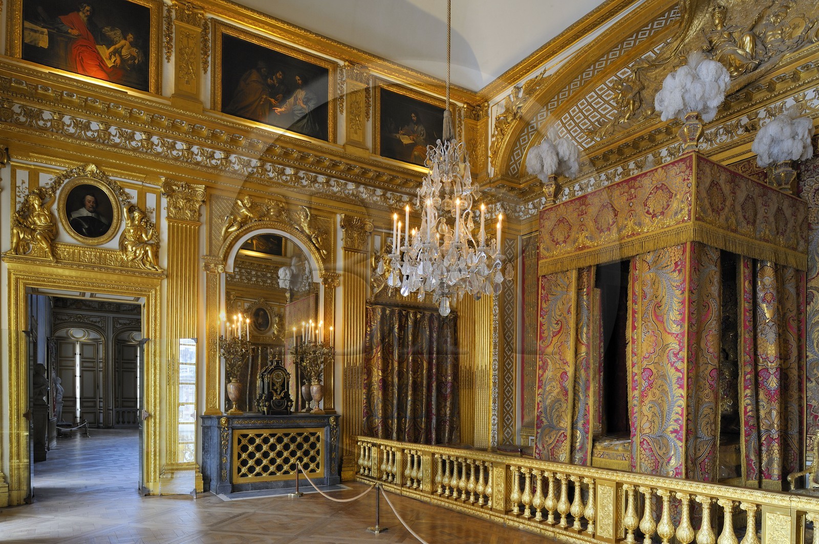 France, Yvelines (78), château de Versailles, classé Patrimoine Mondial de l'UNESCO, appartement du Roi, la chambre du Roi