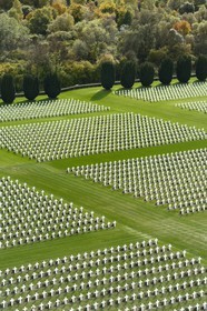 France, Meuse, Douaumont, battle of Verdun, ossuary of Douaumont, national necropolis, graves of soldiers alignment