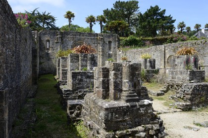France, Finistère (29), , Mer d'Iroise, parc naturel régional d'Armorique, Presqu'île de Crozon, ruines de l'ancienne Abbaye Saint-Guénolé de Landévennec