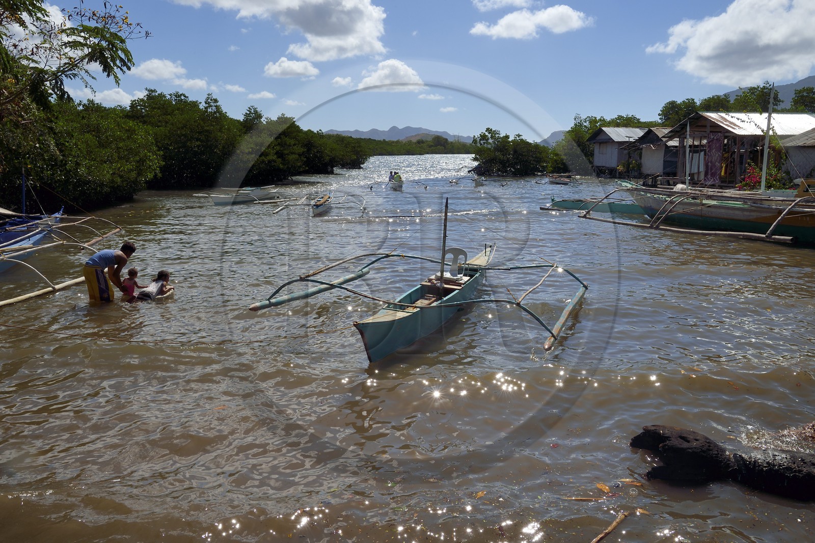 Philippines, Calamian Islands in northern Palawan, Uson Island in Coron Bay, village of Barangay Lajala, fishermen neighborhood