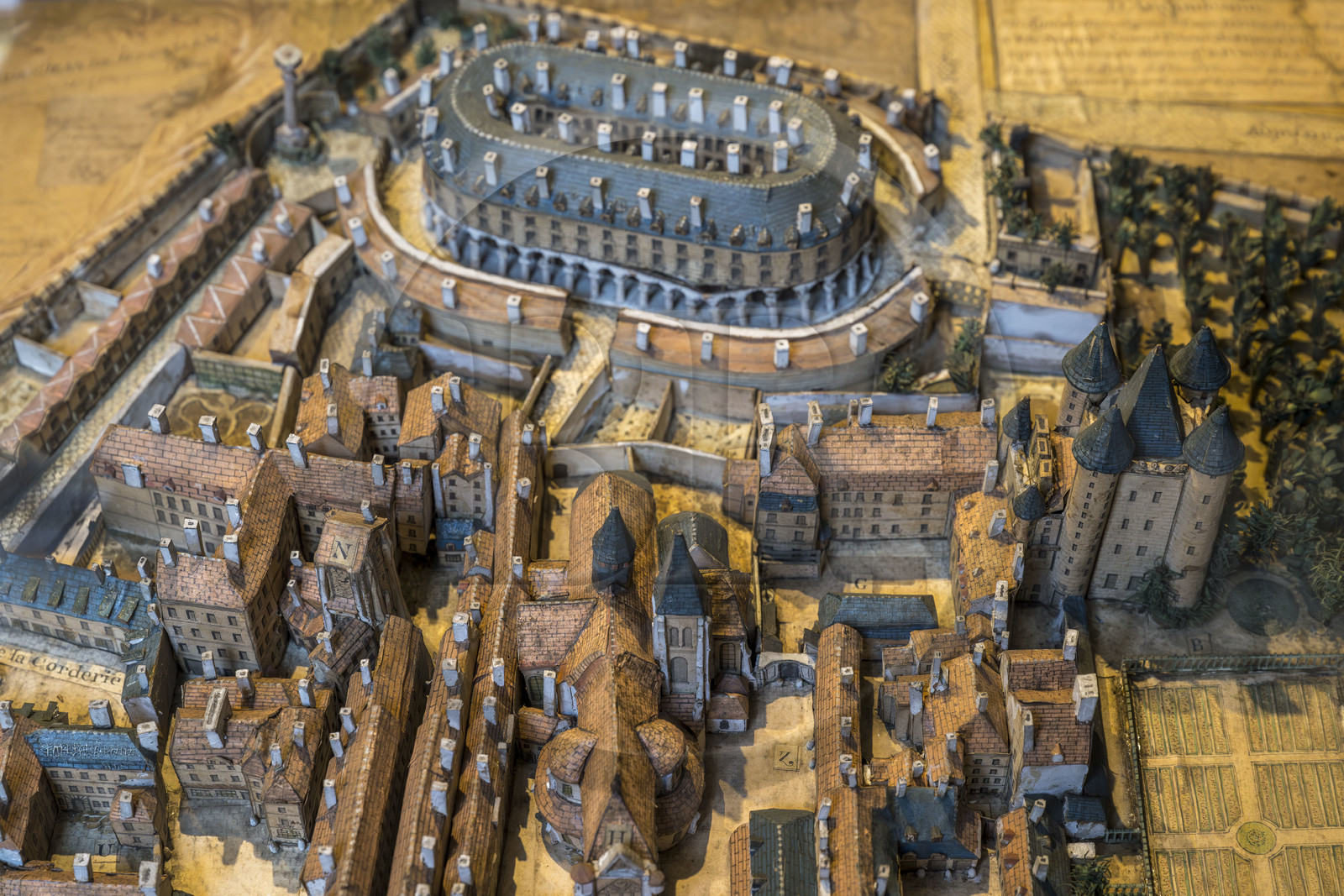 France, Paris (75), quartier du Marais, Musée Carnavalet, maquette représentant l'Enclos du Temple et le donjon vers 1783-1787 peu avant sa démolition