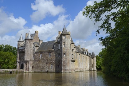 France, Morbihan (56), forêt de Brocéliande, château de Trécesson, lieu de la légende de la Dame Blanche