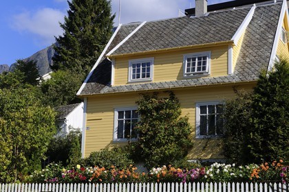 Norway, Aurland, wooden house