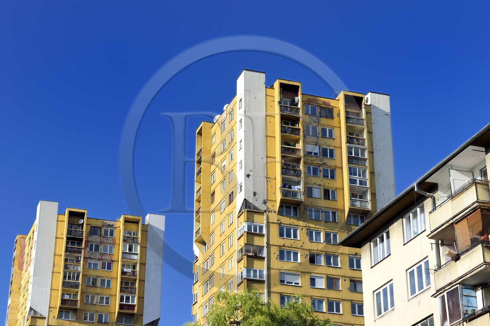 Bosnie-Herzégovine, Sarajevo, impacts de balles datant du siège de Sarajevo par l'Armée de la république serbe de Bosnie entre 1992 et 1996