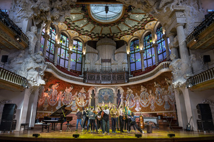 Espagne, Catalogne, Barcelone, Palau de la Musica Catalana (palais de la musique catalane), salle de concert dessinée par l'architecte du modernisme catalan Lluis Domènech i Montaner, site classé au Patrimoine Mondial de l'UNESCO