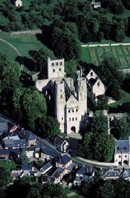 France, Seine Maritime, Jumieges abbey (aerial view)