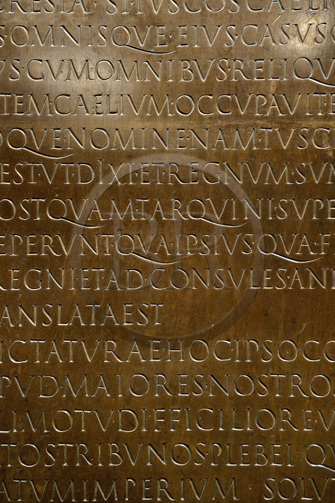France, Rhône (69), Lyon, site historique classé Patrimoine Mondial de l'UNESCO, colline de Fourvière, musée gallo-romain de Fourvière, la Table claudienne est une plaque de bronze portant l'inscription d'un discours prononcé par l'empereur Claude en 48 devant le Sénat romain