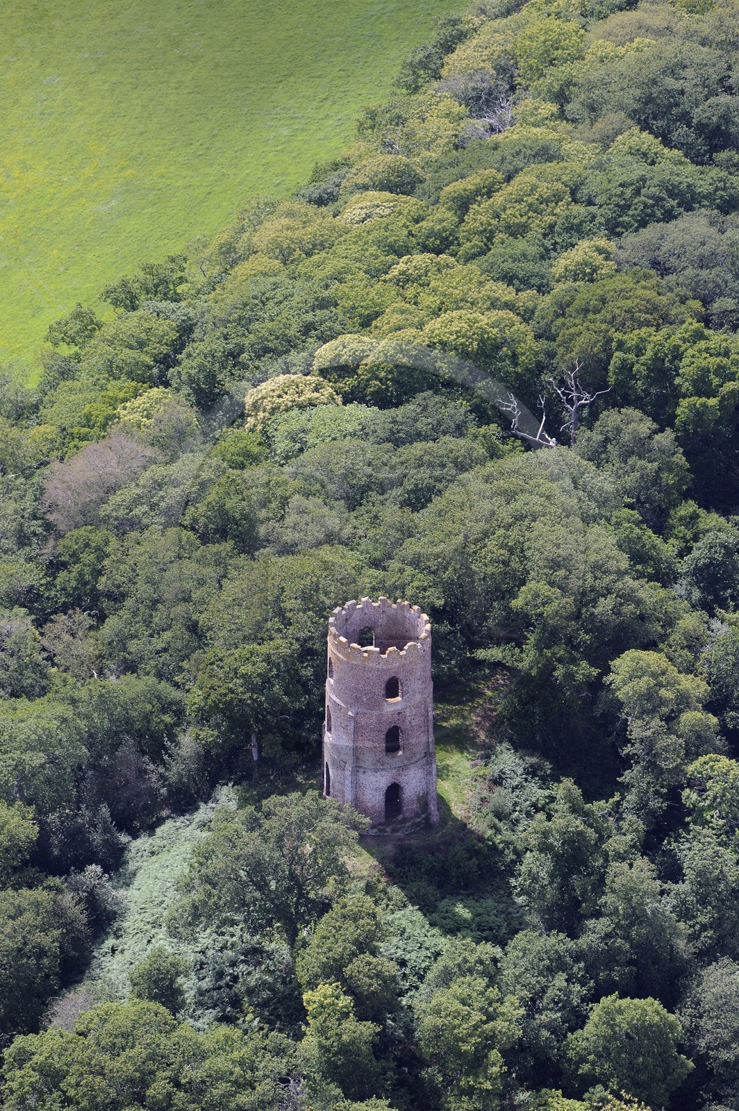 Royaume-Uni, Angleterre, la Tour de Conygar (1775) à Dunster (vue aérienne)