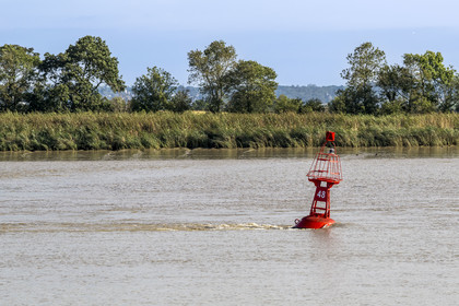 France, Loire Atlantique, Le Pellerin, red beacon in the Loire river