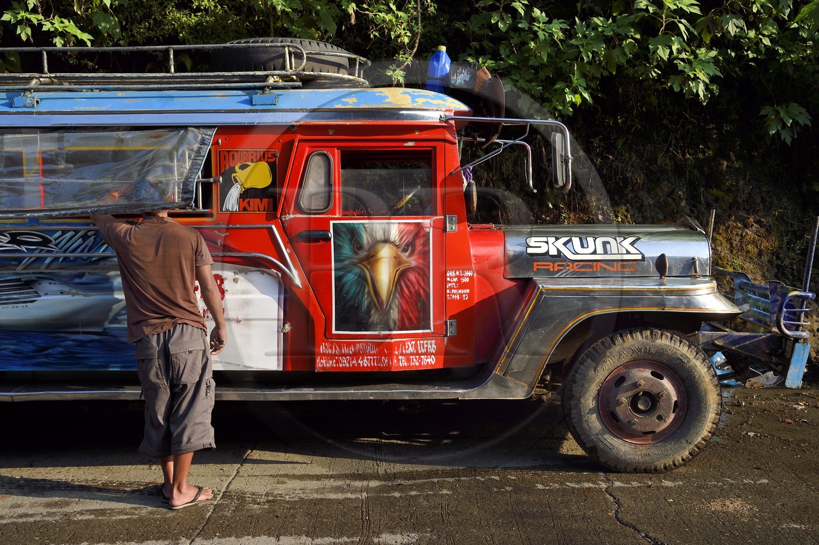 Philippines, province d'Ifugao, ville de Banaue, jeepney (jeep allongée pour le transport de passagers)