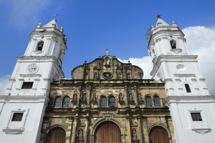 Panama, Panama City, district historique classé Patrimoine Mondial de l'UNESCO, quartier de Casco Antiguo (Viejo), le Barrio San Felipe, la cathédrale du XVIIe siècle