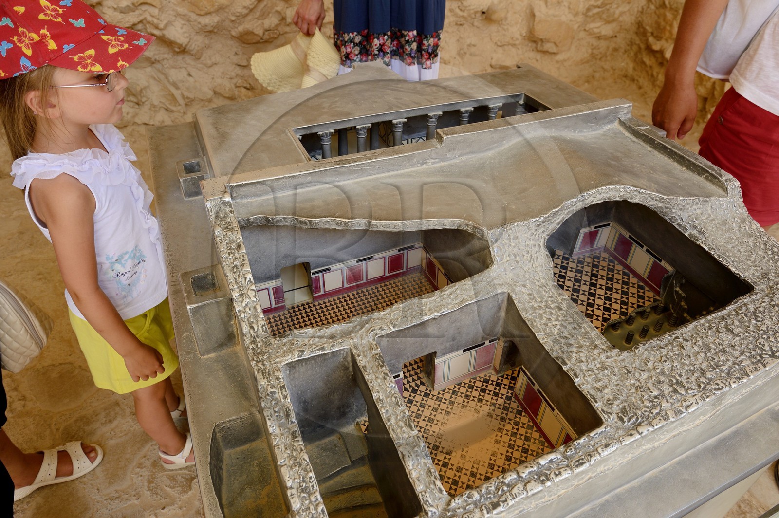Israel, Negev Desert, Masada fortress, listed as World Heritage by UNESCO, the large bathhouse model
