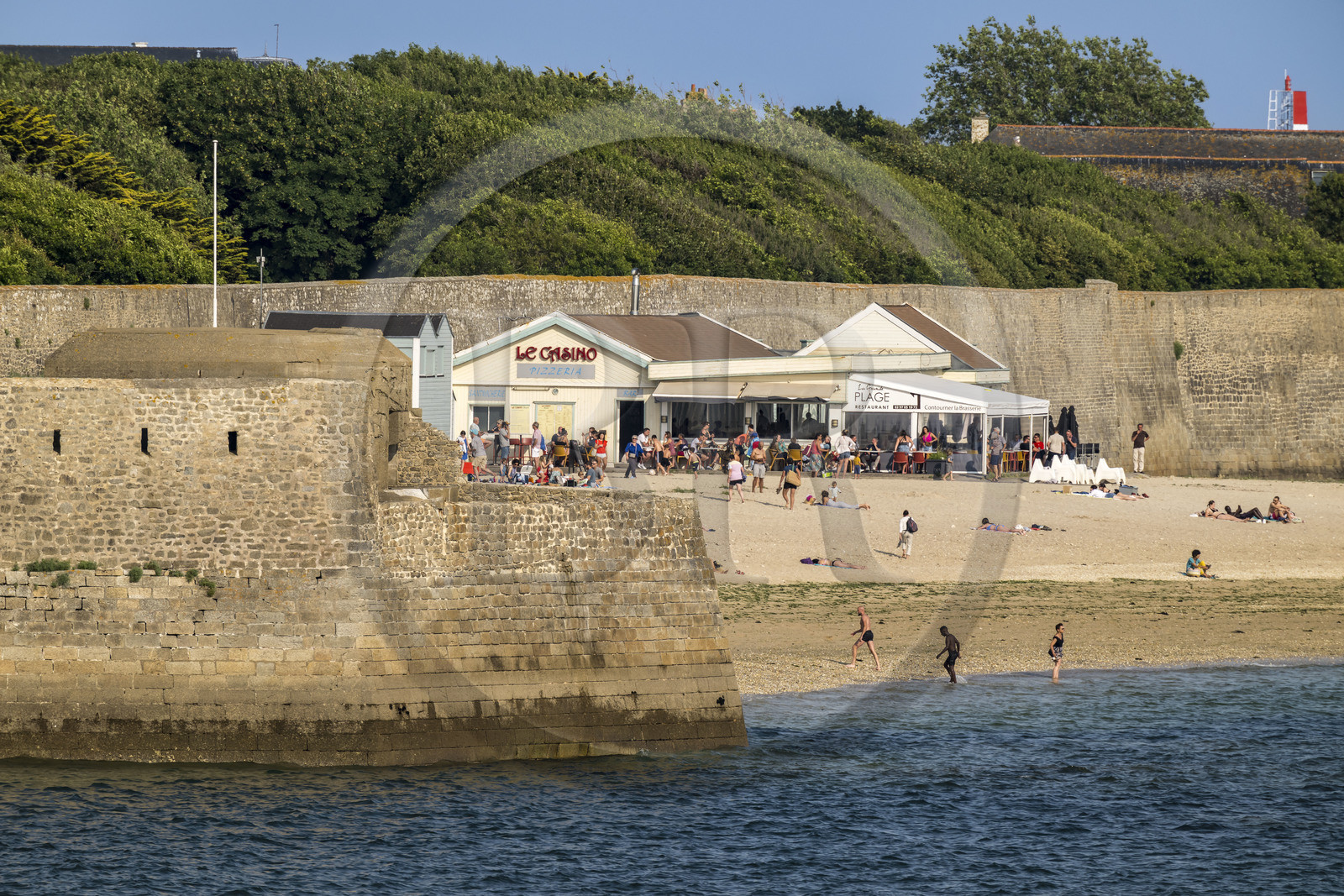 France, Morbihan, Port-Louis, the large beach of Port-Louis at the foot of the ramparts