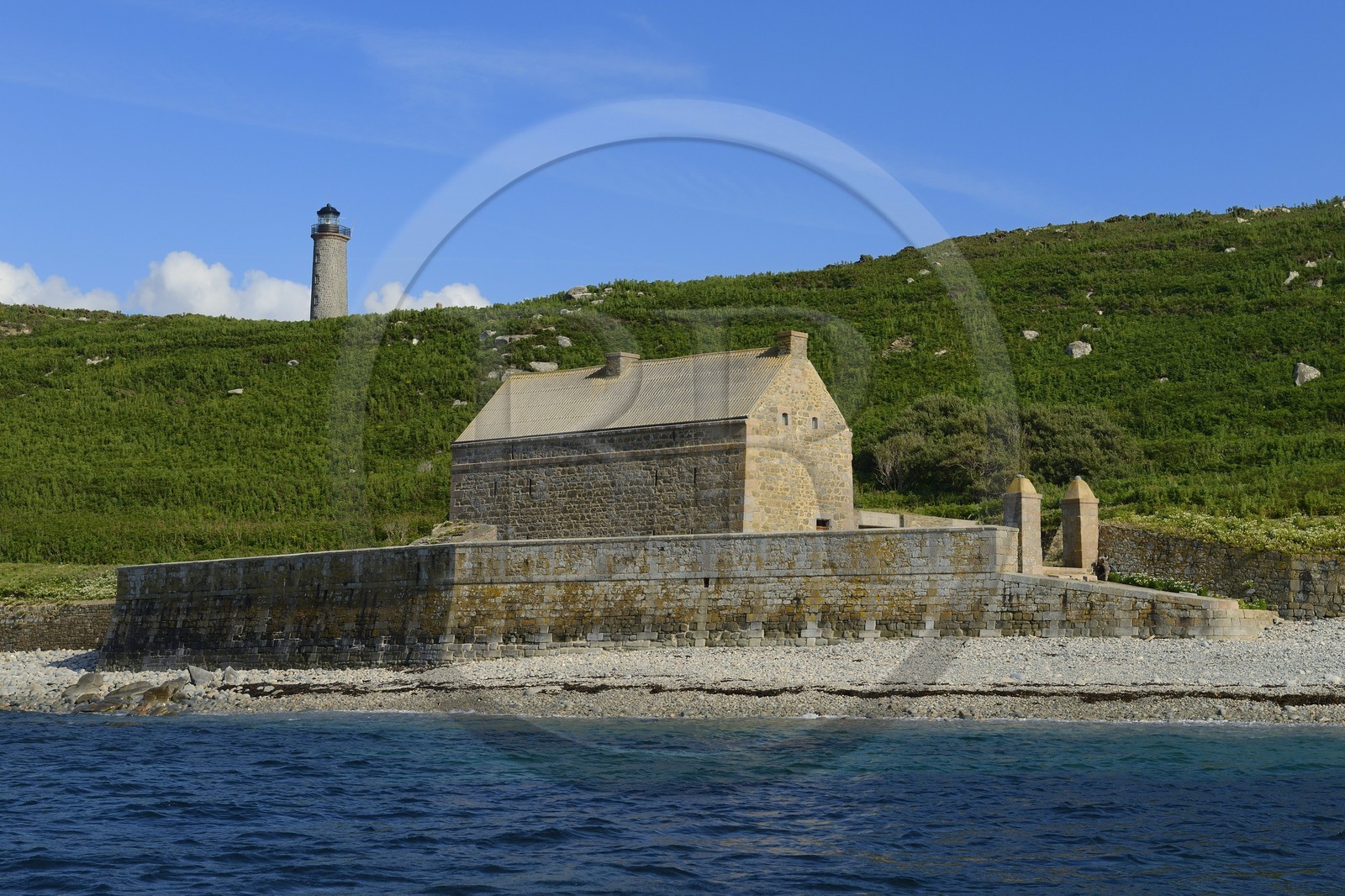 France, Cotes-d'Armor, Perros-Guirec, Sept-Iles Archipelago and bird sanctuary, Ile aux Moines, former barracks