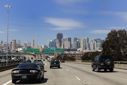 Etats-Unis, Californie, San Francisco, arrivée de l'autoroute 101 sur la ville