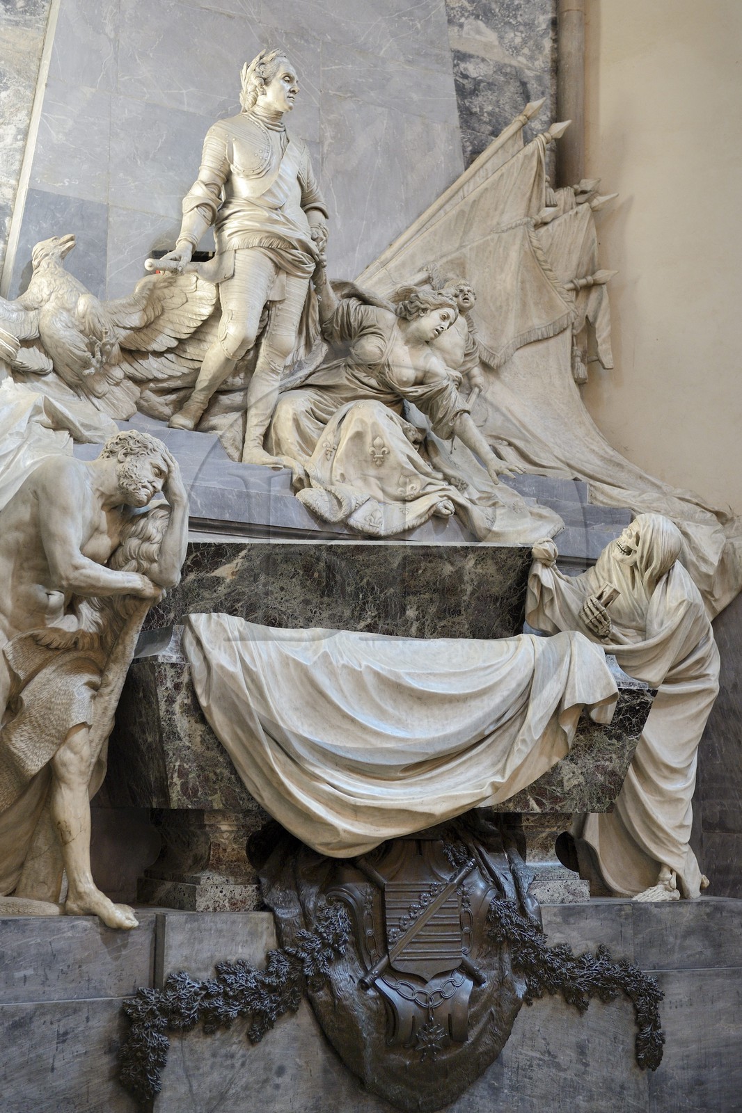 France, Bas-Rhin (67), Strasbourg, l’église protestante Saint-Thomas, le mausolée de Maurice de Saxe, maréchal de France, sculpté par Jean-Baptiste Pigalle