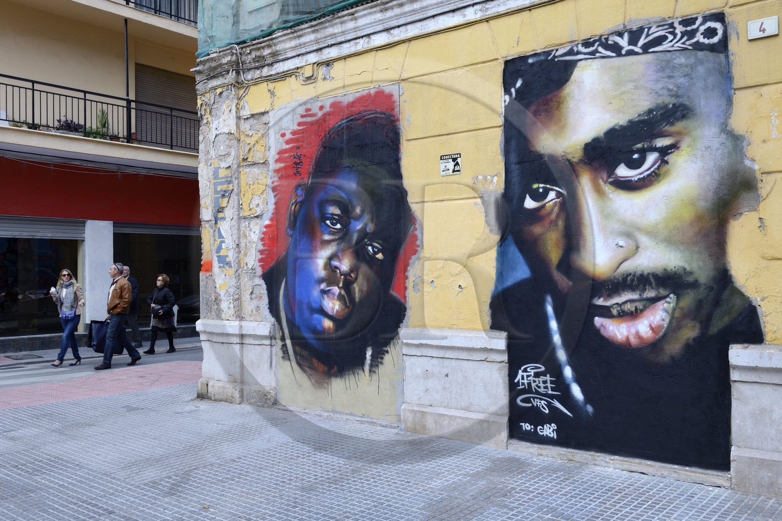 Espagne, Andalousie, Malaga, quartier Soho, barrio de las Artes (quartier des Arts), Maus street art, peinture murale de Hide Two dans la calle Pinzon