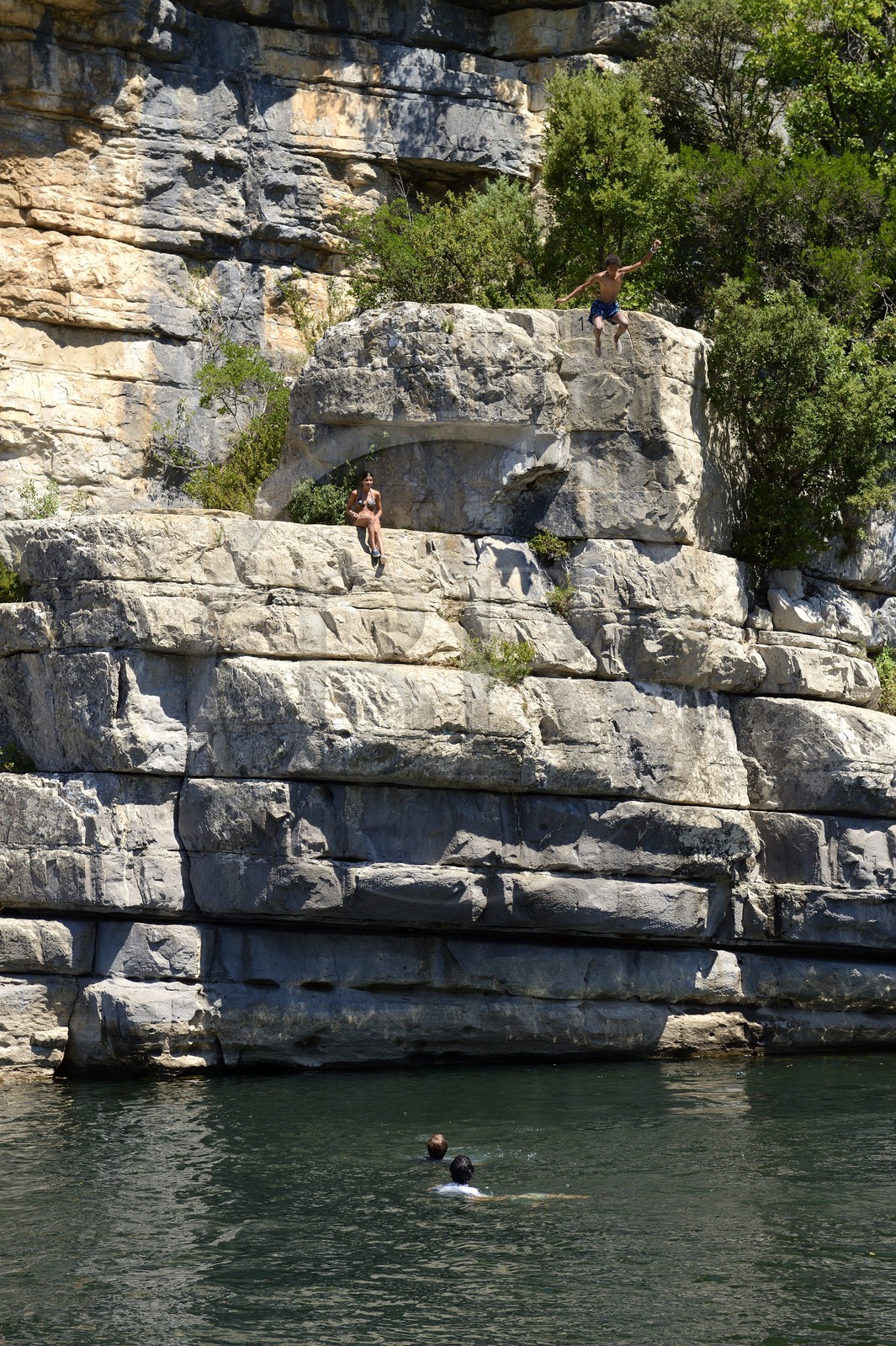 France, Ardeche, Les Vans, kayaks going down the Chassezac River
