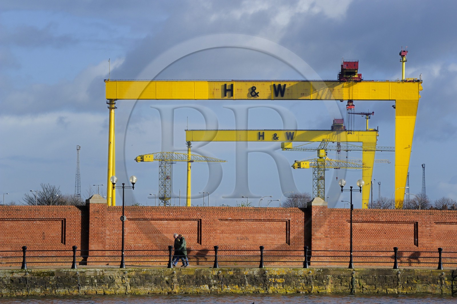 United Kingdom, Northern Ireland, Belfast, Queen's Island, Harland and Wolff Heavy Industries specialised in shipbuilding (among which the RMS Titanic) and offshore construction, the Samson and Goliath gantry cranes have become city landmarks