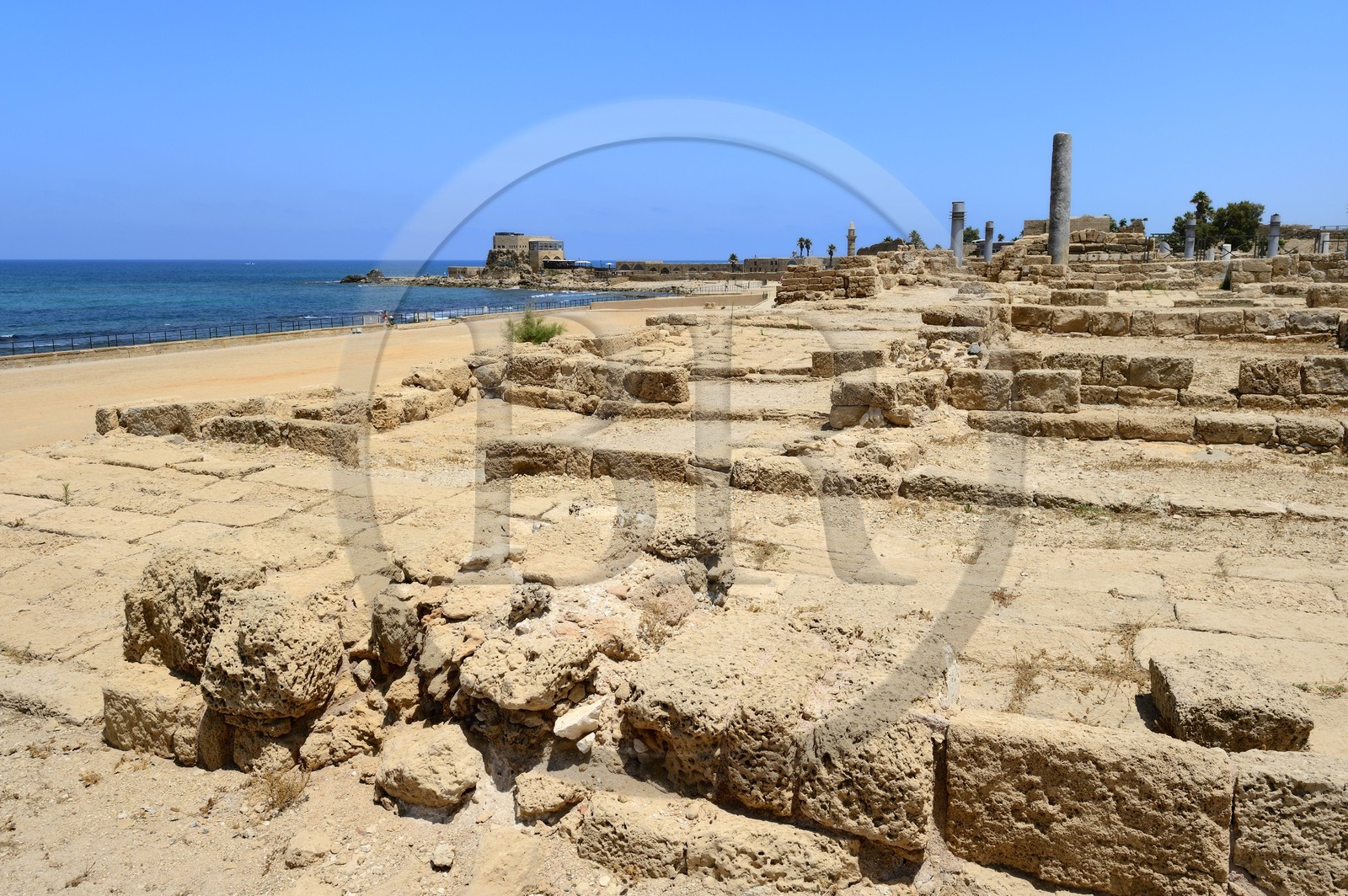 Israel, Haifa District, Caesarea (Caesarea Maritima), ruins of Caesarea, ruins of buildings of the Roman hippodrome