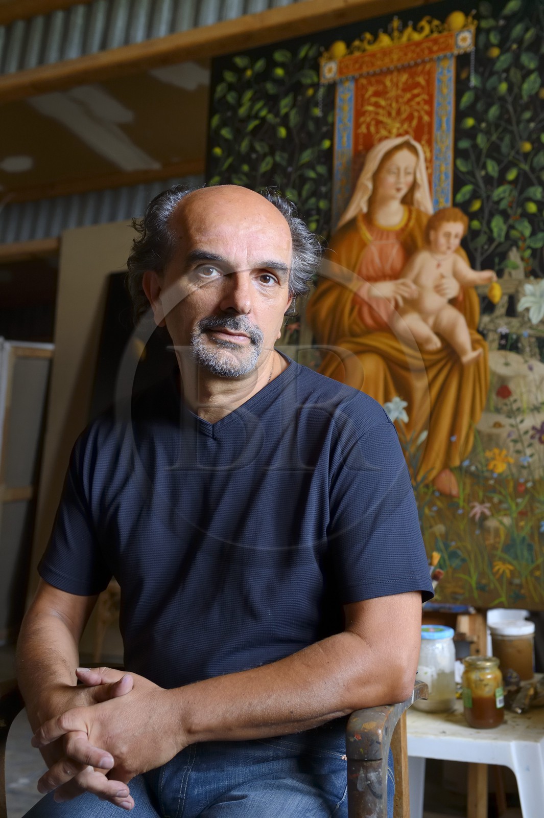 France, Corse-du-Sud (2A), village de Villanova près d'Ajaccio, le peintre Mario Sépulcre