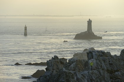 France, Finistère (29), Mer d'Iroise, Plogoff, la Pointe du Raz, phare de la Vieille
