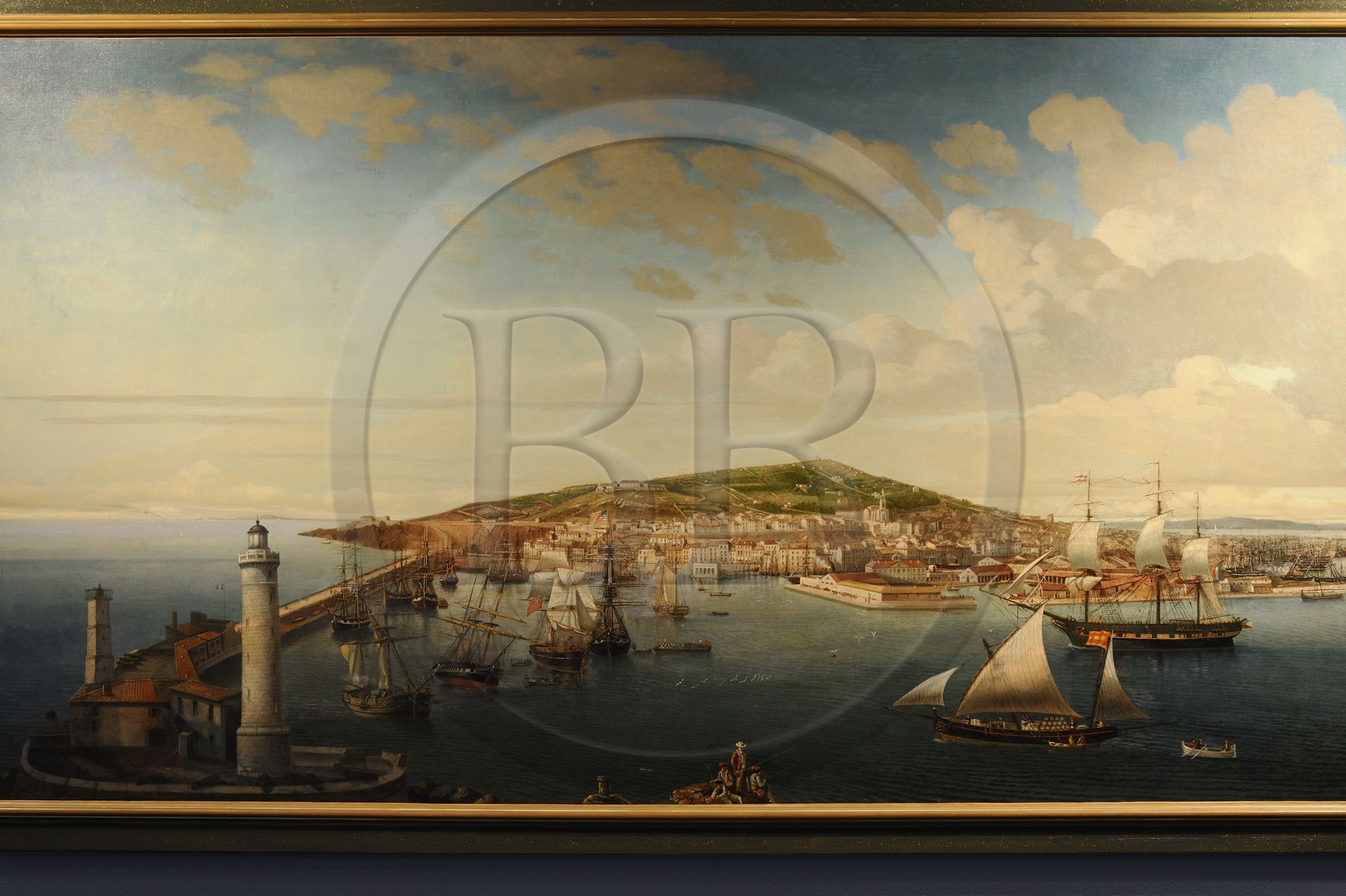 France, Herault, Sete, Paul Valéry Museum, Arts et Sète's traditions, painting depicting the port of Sete seen from the sea by an anonymous painter