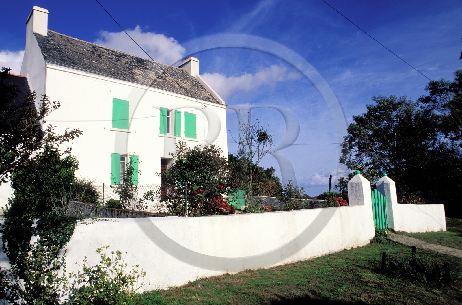 France, Morbihan (56), île de Groix, maison traditionnelle à Kerlivio