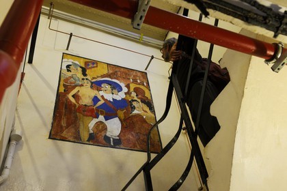 France, Bas-Rhin (67), Hunspach, la Ligne Maginot, le fort de Schoenenbourg, fresque érotique réalisé par des soldats français pendant la drôle de guerre