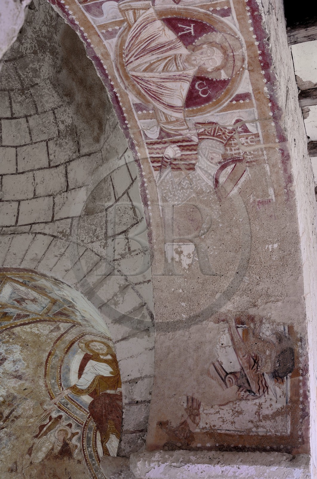 France, Loir-et-Cher (41), Montoire-sur-le-Loir, la chapelle Saint-Gilles, fresques romanes réalisées entre le XIe et le XIIIe siècle