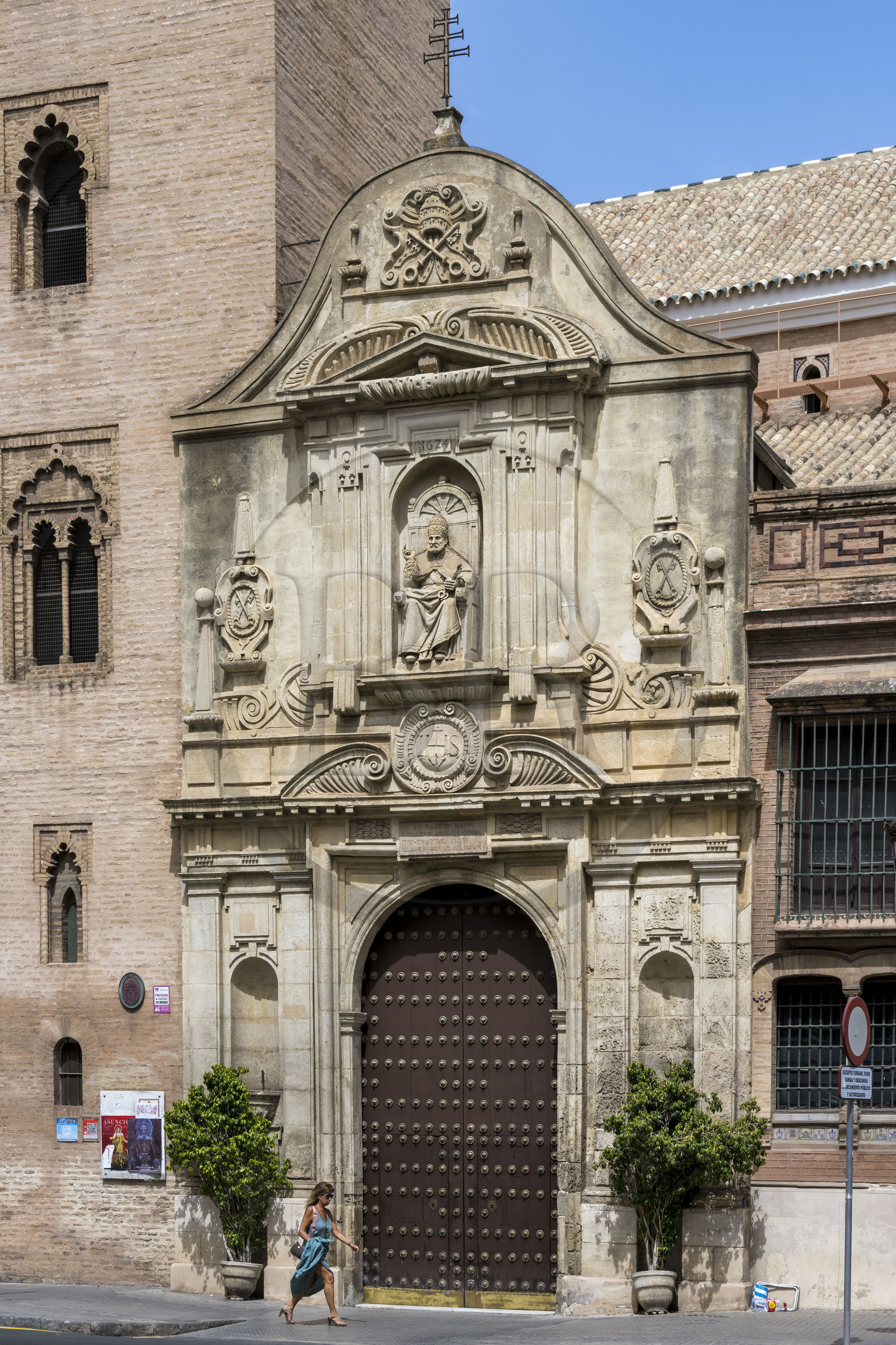 Espagne, Andalousie, Séville, plaza de San Pedro, église Saint-Pierre (Iglesia de San Pedro) du XIVe siècle et de style gothique-mudéjar