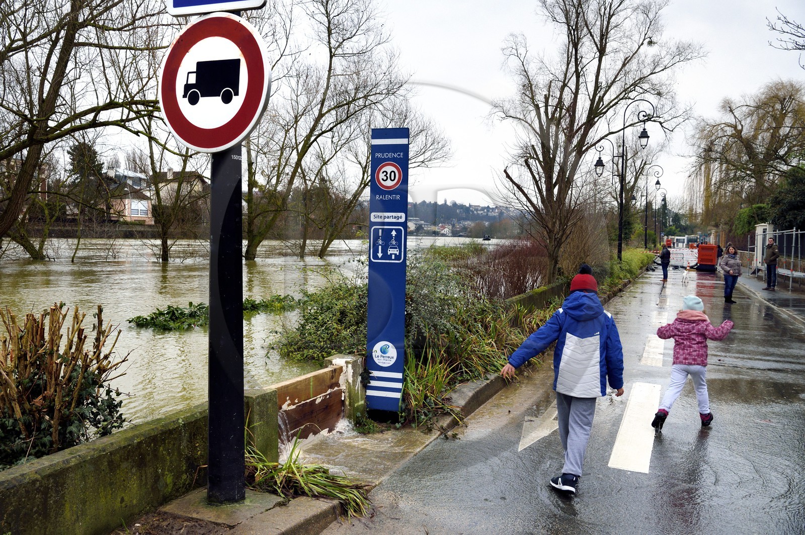 France, Val-de-Marne (94), Le Perreux-sur-Marne, les bords de Marne inondés