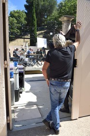 France, Var (83), Presqu'Ile de Saint-Tropez, Ramatuelle, théâtre de verdure, répétition du concert des anciens musiciens de Johnny Hallyday