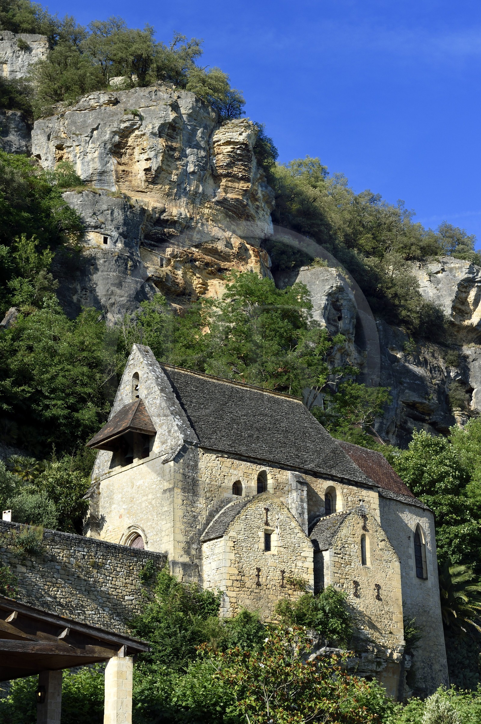 France, Dordogne (24), Périgord Noir, vallée de la Dordogne, La Roque-Gageac, labellisé Les Plus Beaux Villages de France, église Notre-Dame de La Roque-Gageac